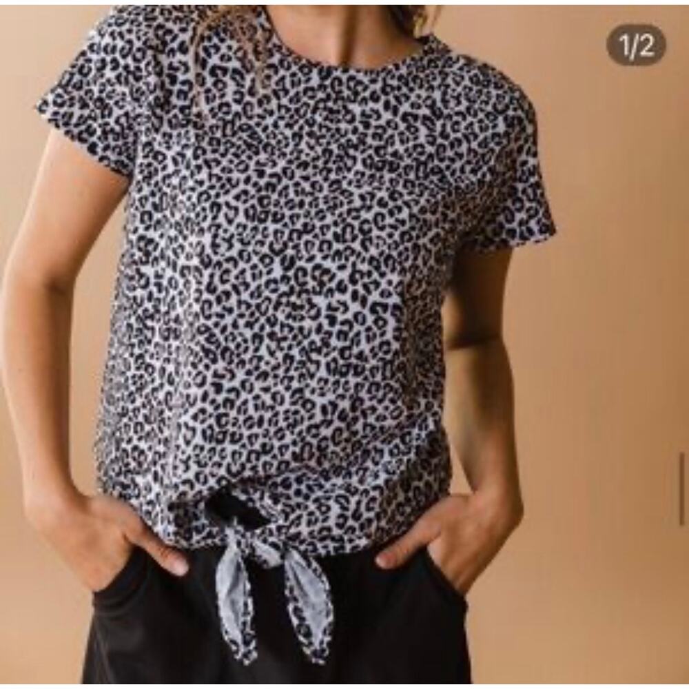 Albion Fit FRONT TIE TOP leopard print size XS extra small